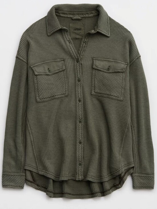 aerie Tops - Aerie LumberJane Waffle Shirt Olive Fun Green Size XXL
